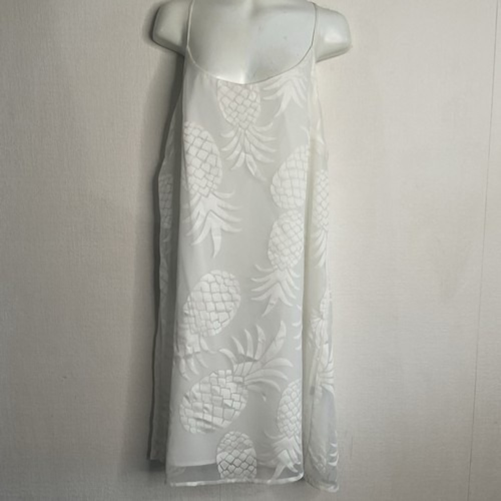 Tori Richard White Racerback Spaghetti Strap Pineapple Mini Dress Women 8 China